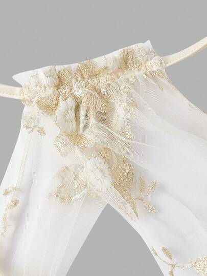 SHEIN MOD فستان أنيق للنساء مطرز بخصر مناسب وتنورة مخروطية الشكل