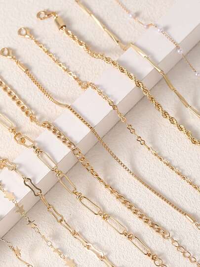 10 قطع أساور سلسلة مخلب متعددة الطبقات، أساور نجمة جميلة بشراريب بسيطة متعددة الاستخدامات، مناسبة للملابس الحفلات، هدايا للأحباء، الاستخدام اليومي وعيد الحب
