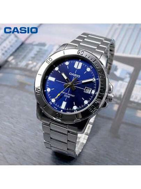 Casio ساعة كاسيو إنتايسر الرياضية - سوار من الفولاذ المقاوم للصدأ، بنية مقاومة للماء قوية، قرص تناظري بارز، مناسبة للنمط الحياتي النشط اليومي