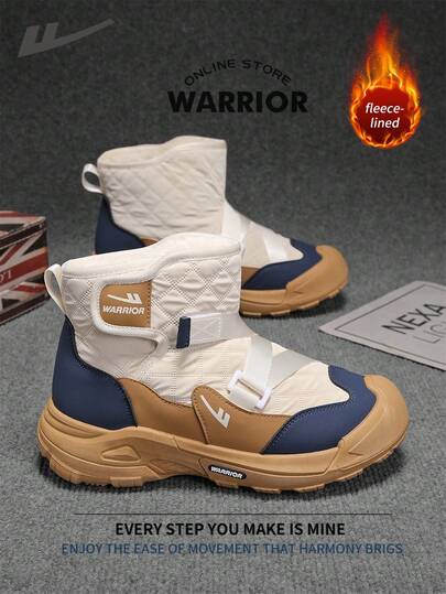WARRIOR بوت ثلج مريحة بطراز الشارع للرجال، بوت جري مريحة للخريف والشتاء، بوت رياضية كاجوال أنيقة ومتواضعة، صالحة للارتداء طوال العام، مقاومة للتآكل والارتداء اليومي، بوت تدريب مبطنة بالحرارة