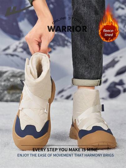 WARRIOR بوت ثلج مريحة بطراز الشارع للرجال، بوت جري مريحة للخريف والشتاء، بوت رياضية كاجوال أنيقة ومتواضعة، صالحة للارتداء طوال العام، مقاومة للتآكل والارتداء اليومي، بوت تدريب مبطنة بالحرارة