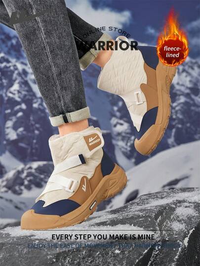 WARRIOR بوت ثلج مريحة بطراز الشارع للرجال، بوت جري مريحة للخريف والشتاء، بوت رياضية كاجوال أنيقة ومتواضعة، صالحة للارتداء طوال العام، مقاومة للتآكل والارتداء اليومي، بوت تدريب مبطنة بالحرارة
