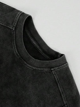 Manfinity CasualCool تي شيرت كاجوال بياقة دائرية وأكمام قصيرة بلون سادة للرجال