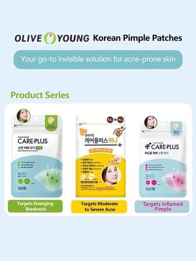 Olive Young 1 قطعة من بقع علاج الحبوب من كير بلس، بقع حبوب غير مرئية، بقع حبوب هيدروكولويد، صيغة كورية، تغطي بفعالية الحبوب والبثور والعيوب، مناسبة للبشرة والوجه المشكلة، مقاومة للماء والعرق، تغطي أيضًا ندبات الحبوب، بقع الحبوب الطارئة