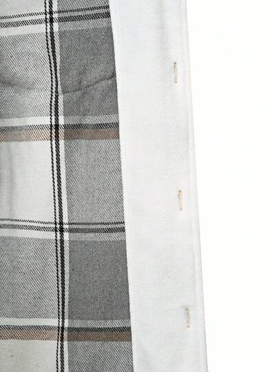Manfinity Homme معطف رجالي فضفاض مربع الجيب مرقع الكتف