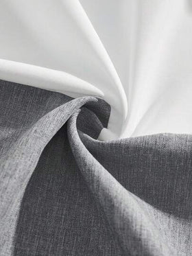 abyoxi قميص قصير أنيق بأكمام طويلة وياقة متباينة باللون الرمادي والأبيض، قابل للارتداء بطريقتين، مناسب للارتداء اليومي والعمل المكتبي في فصلي الخريف والشتاء