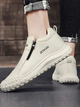 بوت رياضية كاجوال للرجال، بوت جلدية للخارج، بوت أنكل تريندي بسوستة، لوفرز مقاومة للماء، بوت رياضية مانعة للانزلاق