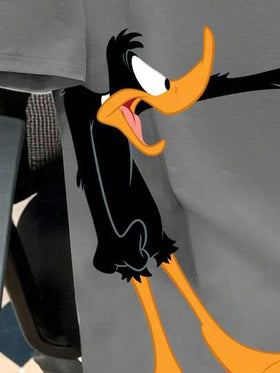 Looney Tunes X Manfinity Manfinity Joysei تي شيرت كاجوال للرجال بطبعة كرتونية وياقة مستديرة وأكمام قصيرة