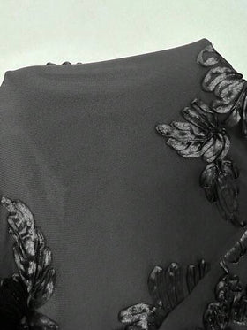 SHEIN Unity فستان طويل مطابق لشكل الحورية بياقة عالية للنساء باللون البرغندي، فاخر مطرز أنيق للزفاف والحفلات والولائم والشاطئ والخروجات الليلية والمواعيد في فصل الخريف وأعياد الحب والميلاد