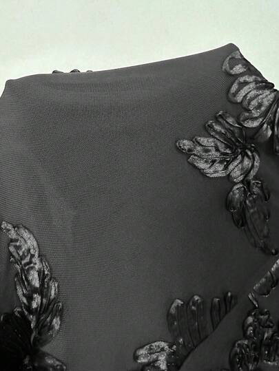 SHEIN Unity فستان طويل مطابق لشكل الحورية بياقة عالية للنساء باللون البرغندي، فاخر مطرز أنيق للزفاف والحفلات والولائم والشاطئ والخروجات الليلية والمواعيد في فصل الخريف وأعياد الحب والميلاد