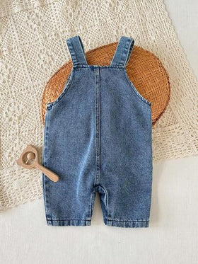 SHEIN ملابس علوية بياقة طاقم بأكمام طويلة مخطط + بنطلون جينز أزرق مغسول بياقة للأطفال الصبية، مناسب للخروجات العادية في الربيع والخريف، قطعتان