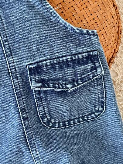 SHEIN ملابس علوية بياقة طاقم بأكمام طويلة مخطط + بنطلون جينز أزرق مغسول بياقة للأطفال الصبية، مناسب للخروجات العادية في الربيع والخريف، قطعتان