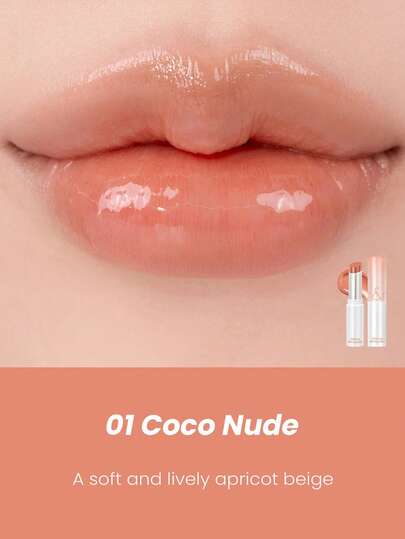 Rom&nd رومان GLASTING بلسم الشفاه الذائب 01 COCO NUDE، صيغة ذائبة خفيفة الوزن، لمعان أحمر الشفاه الناعم المطفي، التصاق شفاه قابل للتنفس، قوام هلامي كشاي الخوخ، نجوم الورد المنعشة، أكسجين النعناع الثلجي، بلسم شفاه محمول للإسعافات الأولية، سر مكياج عاري، مس