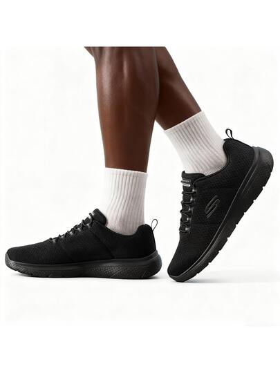 Skechers أحذية رياضية كاجوال للرجال، أحذية كاجوال قابلة للانزلاق، أحذية رياضية، بنعل من مادة EVA، خفيفة الوزن ومريحة، مناسبة للارتداء اليومي والسفر، 8790258-BBK