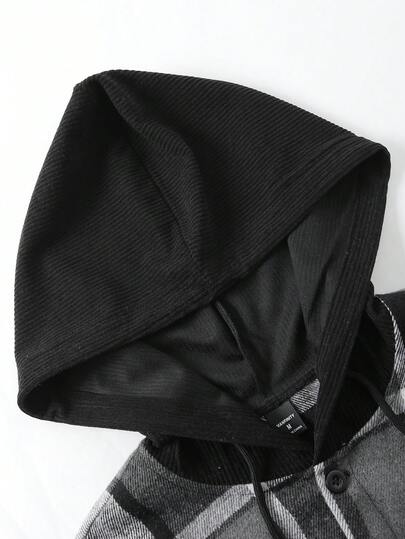 Manfinity CasualCool قميص جاكيت برقبة هودي بأكمام طويلة وجيب واحد من الفلانيل المخطط، مريح للرجال، مناسب للخريف/الشتاء، مناسب للعطلات والحفلات والمكتب والمواعدة، بتصميم بسيط ومتعدد الاستخدامات، أنيق وعصري بطراز كلاسيكي، مناسب للارتداء الشخصي أو كهدية