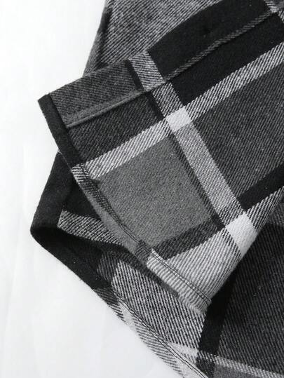 Manfinity CasualCool قميص جاكيت برقبة هودي بأكمام طويلة وجيب واحد من الفلانيل المخطط، مريح للرجال، مناسب للخريف/الشتاء، مناسب للعطلات والحفلات والمكتب والمواعدة، بتصميم بسيط ومتعدد الاستخدامات، أنيق وعصري بطراز كلاسيكي، مناسب للارتداء الشخصي أو كهدية