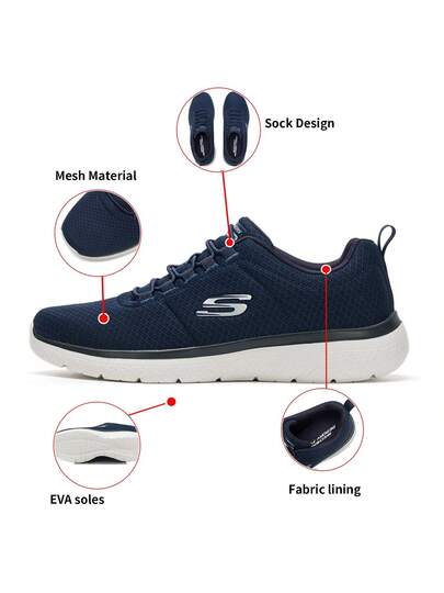 Skechers أحذية رياضية كاجوال للرجال بنعل إيفا، خفيفة الوزن ومريحة، مناسبة للارتداء اليومي والسفر، باللون الأزرق الداكن