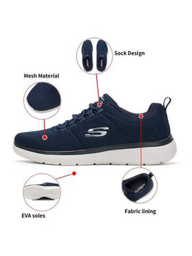 Skechers أحذية رياضية كاجوال للرجال بنعل إيفا، خفيفة الوزن ومريحة، مناسبة للارتداء اليومي والسفر، باللون الأزرق الداكن