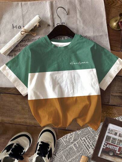 3 قطع تي شيرت كلاسيكية أنيقة لمراهقين، طباعة رنك كتل اللون الكول، أكمام قصيرة، مناسبة لفصل الربيع/الصيف، للبيت والخارج ومناسبة للأشقاء