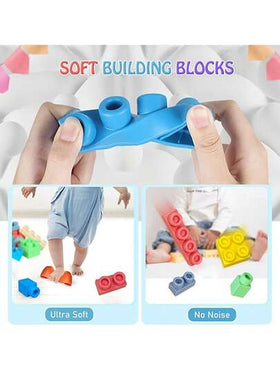 20 قطعة من كتل البناء الناعمة، كتل تكديس كبيرة وإبداعية، ألعاب تعليمية STEM هدية للأطفال الصغار، مجموعة كتل بناء ناعمة وملونة
