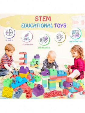 20 قطعة من كتل البناء الناعمة، كتل تكديس كبيرة وإبداعية، ألعاب تعليمية STEM هدية للأطفال الصغار، مجموعة كتل بناء ناعمة وملونة