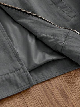 Manfinity Unisex جاكيت كاجوال للرجال بياقة ملونة وأكمام طويلة، متعددة الاستخدامات للخريف