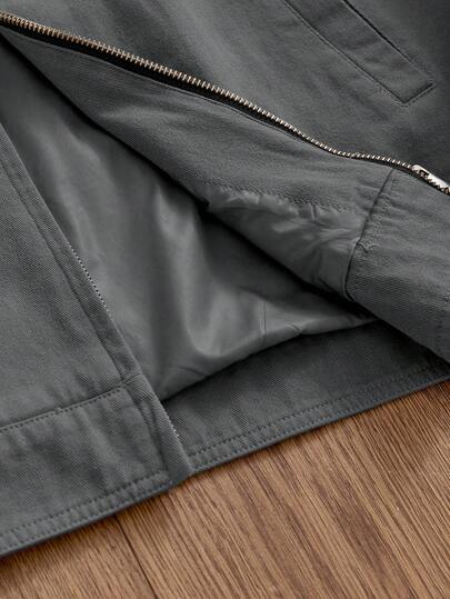 Manfinity Unisex جاكيت كاجوال للرجال بياقة ملونة وأكمام طويلة، متعددة الاستخدامات للخريف