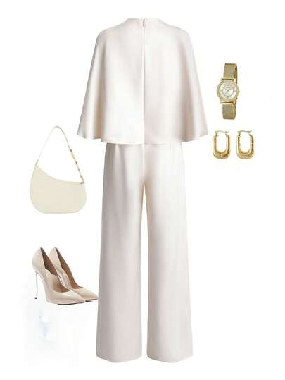 Franclia جمبسوت كاجوال نسائية شتوية مع تصميم أنيق بياقة دائرية وياقة شال وحزام خصر معدني مخفف للوزن