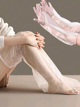 200/2 قطعة غشاء قدم طويل قابل للتخلص منه ومقاوم للماء، رعاية ترطيب الساق في SPA، قفازات ترطيب متعددة الوظائف مسمكة، مناسبة ل- SPA والعناية اليومية بالبشرة ومراكز الصحة والصالونات