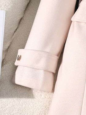 SHEIN معطف صوفي مزدوج الصدر أنيق مع خصر مشدود للفتيات المراهقات، متعدد الاستخدامات للتنقل