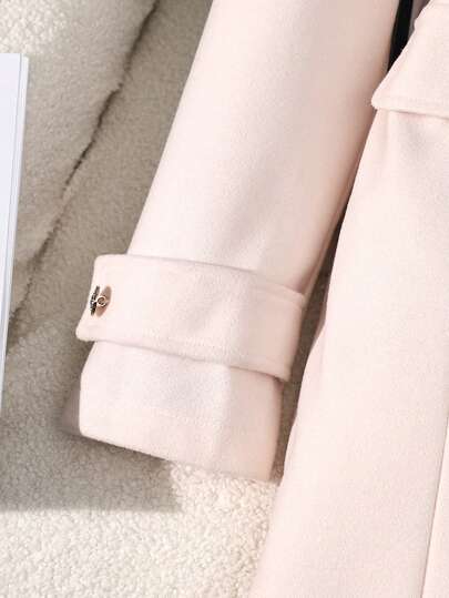 SHEIN معطف صوفي مزدوج الصدر أنيق مع خصر مشدود للفتيات المراهقات، متعدد الاستخدامات للتنقل