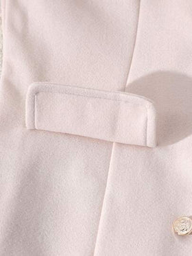 SHEIN معطف صوفي مزدوج الصدر أنيق مع خصر مشدود للفتيات المراهقات، متعدد الاستخدامات للتنقل