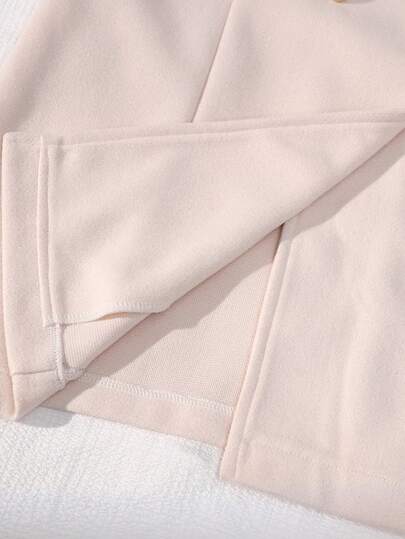 SHEIN معطف صوفي مزدوج الصدر أنيق مع خصر مشدود للفتيات المراهقات، متعدد الاستخدامات للتنقل