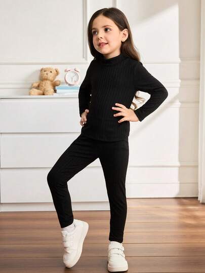 Emery Rose Kids Emery Rose Kids 3 قطع طقم بنات موضة حضرية: جاكيت مربعات، تي شيرت بأكمام طويلة، وبنطلون، مناسب للخروجات اليومية والتجمعات والحفلات والعطلات في فصلي الخريف والشتاء