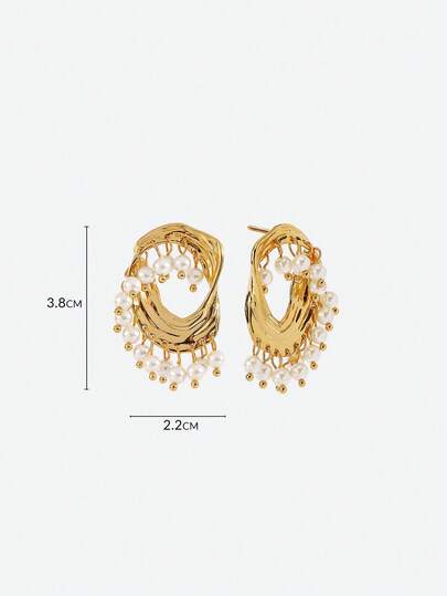 Opalesca أقراط من اللؤلؤ مع شرابات ذهب عيار 18 كاريت، أنيقة وكلاسيكية، إكسسوارات زفاف وحفلات، مجوهرات غربية، طراز فيري كور، مناسبة للأم والنساء والفتيات، أنيقة