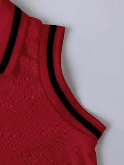 SHEIN مجموعة ملابس علوية بولو أكمام قصيرة وشورت مضلع للأطفال الرضع والصغار، مناسبة للاستخدام اليومي والرياضة والمنزل، من قطعتين، للأولاد الرضع من عمر 3 أشهر إلى 3 سنوات