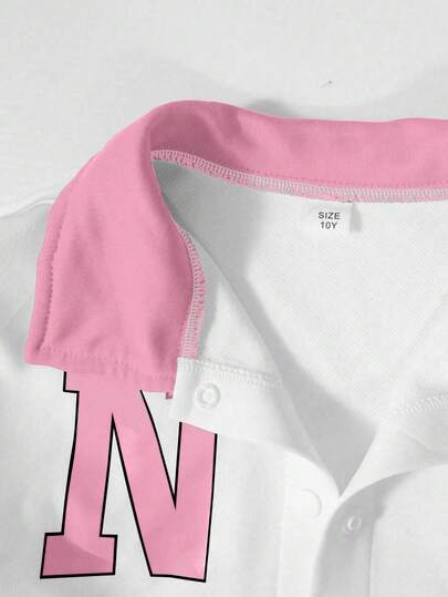 SHEIN ChillGRL مجموعة بنطلون وجاكيت بنات مراهقات من HYPEME، جاكيت بيسبول بياقة زر وطباعة حرفية، بنطلون واسع مخطط، ملابس يومية مريحة، مناسبة للخريف والشتاء
