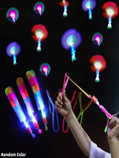 50 قطعة صاروخ سهم مضيء ومروحية طائرة بإضاءة LED هدية ممتعة لحفلات، مقذوف بحزام مطاطي، لوازم أجواء الحفلات