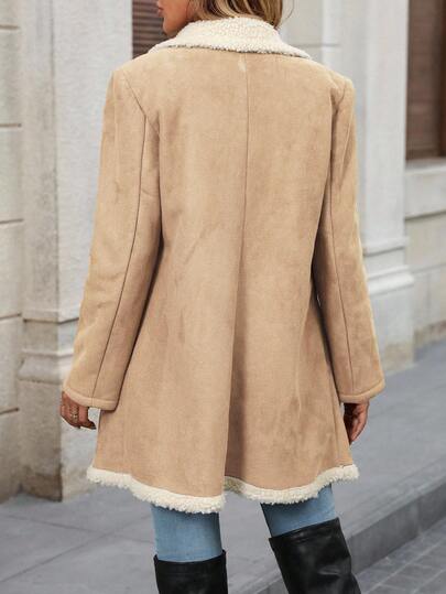 SHEIN Clasi معطف نسائي بسيط وكاجوال بأزرار أمامية وتصميم رقعي فضفاض مناسب للخريف والشتاء