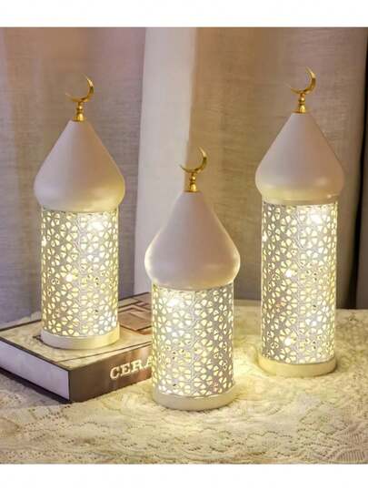 أضواء فانوس LED تعمل بالبطارية، تصميم دقيق مفرغ، ديكور منزلي، مناسب للحفلات والزفاف والديكور الداخلي/الخارجي، غرفة النوم وغرفة المعيشة