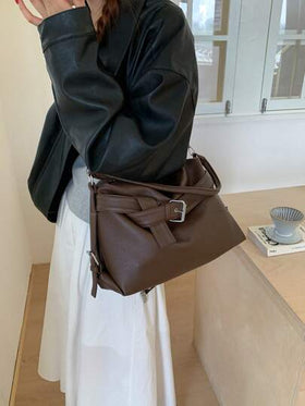 حقيبة كتف نسائية من الجلد الناعم بنقشة الليتشي الرجعية الأنيقة، حقيبة يد نسائية جديدة لموسم الخريف/الشتاء، أفضل حقيبة خريفية، حقيبة كاجوال نسائية