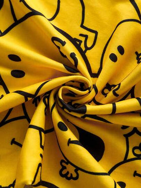 Mr Men Little Miss X SHEIN طقم بيجامة رجالي مريح من قميص بأكمام طويلة وبنطال بنمط كرتوني، للخريف