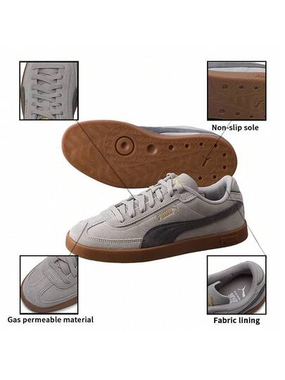 Puma أحذية رياضية من الجلد المدبوغ للرجال والنساء، تصميم ألوان متباينة، شعار معدني على أصبع القدم، أحذية رياضية خفيفة الوزن للاستخدام اليومي والخارجي، رقم الطراز 400717