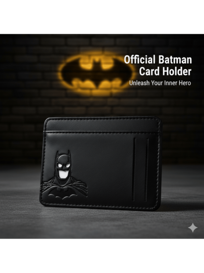 Warner Bros محفظة باتمان من وارنر بروس، محفظة رفيعة مضادة للسرقة للرجال، مزودة بتصميم قابل للانزلاق، مناسبة لتخزين بطاقات الهوية وبطاقة القيادة، هدية مثالية لعيد الميلاد وعيد الحب وعيد الشكر وغيرها من المناسبات