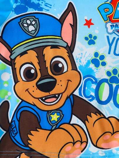 Paw Patrol مجموعة بيجامة أولاد باترول الكلاب 2 قطعة، طباعة كرتونية لكلب لطيف باللون الأزرق والأخضر، تي شيرت بياقة طاقم وأكمام طويلة وبنطال بحبل شد، ملابس نوم كاجوال للأولاد، مناسبة للارتداء اليومي وكهدية عيد الميلاد