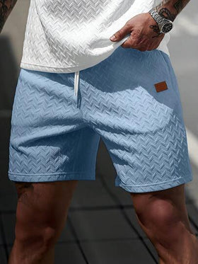 Manfinity CasualCool شورت رجالي من قماش الشبكة المنسوج بياقة مضلعة وسحاب، هدية أنيقة للحبيب أو الزوج