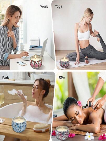 شموع معطرة، شموع معطرة في زجاجات ملونة، شموع في أوعية، حاملات شموع من شمع الصويا المصنوع يدويًا، مناسبة لديكور المنزل والأعراس وزينة عيد الميلاد والأعياد، هدايا مثالية للأصدقاء والعائلة. شموع معدنية مناسبة لأعياد الميلاد وعيد الحب أو رحلات عيد الأم، مجموع