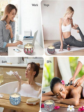 شموع معطرة، شموع معطرة في زجاجات ملونة، شموع في أوعية، حاملات شموع من شمع الصويا المصنوع يدويًا، مناسبة لديكور المنزل والأعراس وزينة عيد الميلاد والأعياد، هدايا مثالية للأصدقاء والعائلة. شموع معدنية مناسبة لأعياد الميلاد وعيد الحب أو رحلات عيد الأم، مجموع