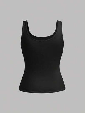 SHEIN Girlism مجموعة من 2 قطعة من الخزانات الخصر المجعد ذات الرقبة الطاقم الأسود والأبيض للفتيات المراهقات، مناسبة للاستخدام اليومي والارتداء المنزلي