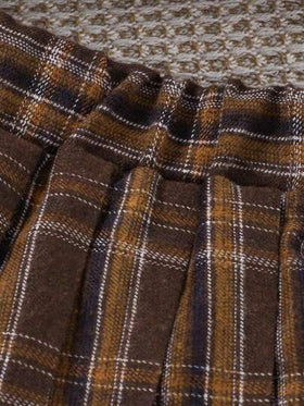 SHEIN Elladie kids بنت طفل ياقة متباينة قميص ثقيل & مربعات ملونة تنورة ذو تجاعيد